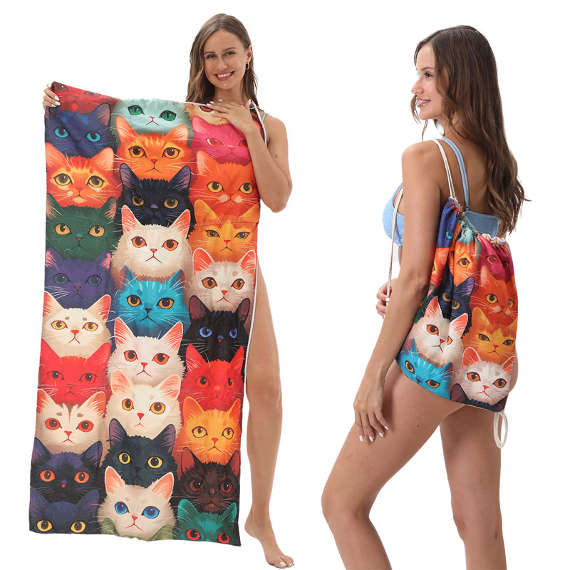 🥳2026 HOT SALE 🥳60% OFF💞50K+ SOLD!🏖️2-in-1 Printed Beach Towel Backpack