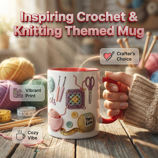 🏆💥Knitting Themed Mug, Gift For Crafters And Creative Souls