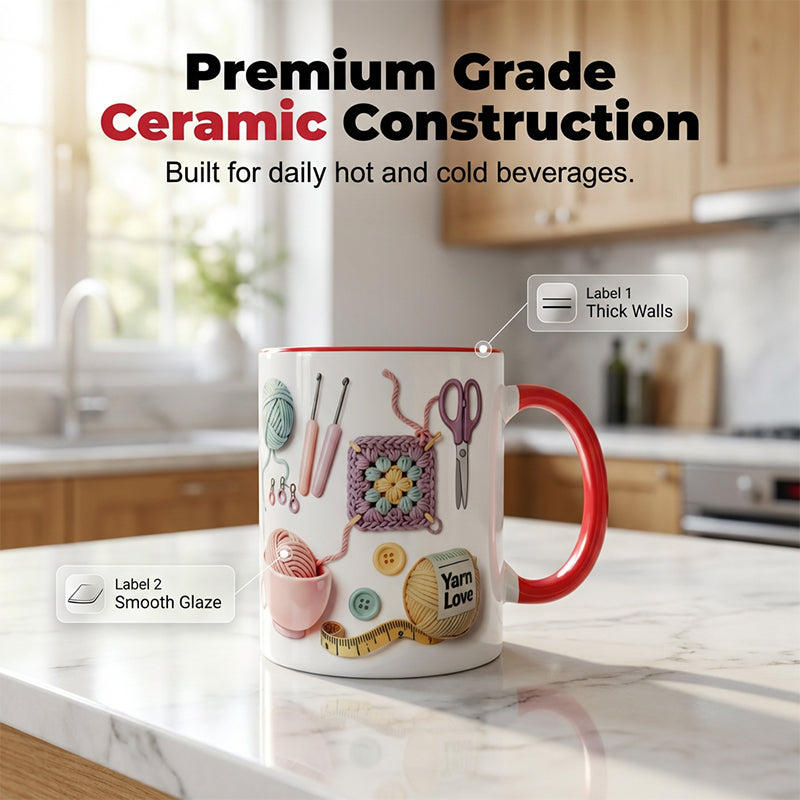 🏆💥Knitting Themed Mug, Gift For Crafters And Creative Souls