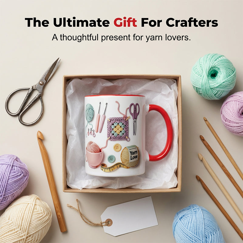 🏆💥Knitting Themed Mug, Gift For Crafters And Creative Souls