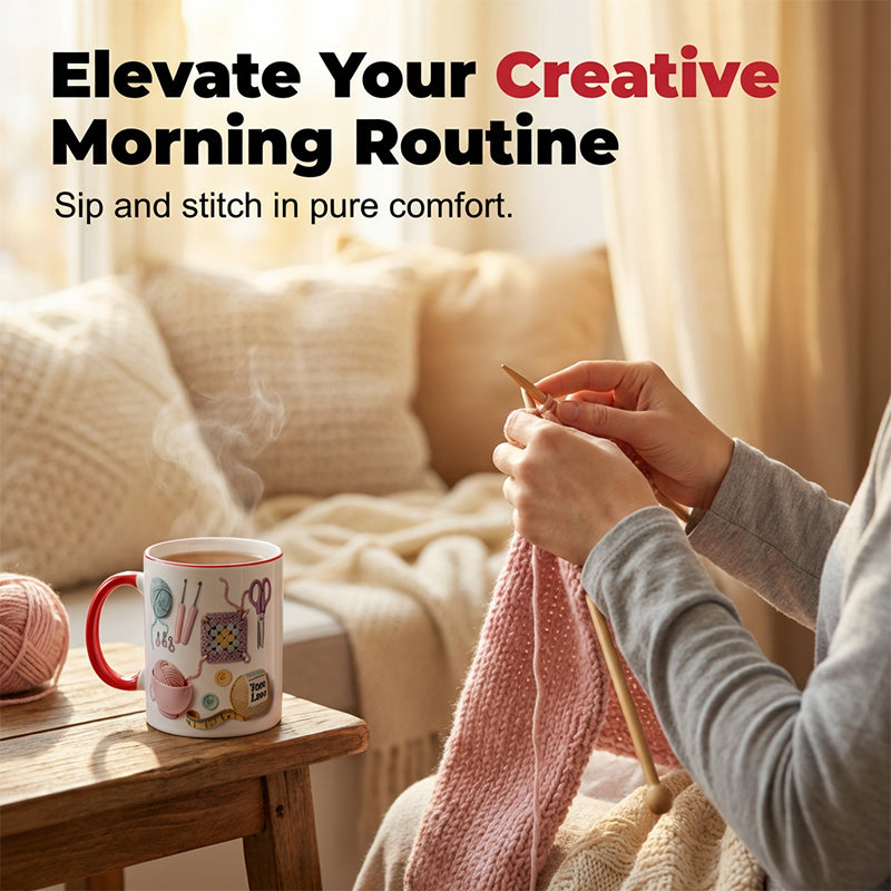 🏆💥Knitting Themed Mug, Gift For Crafters And Creative Souls