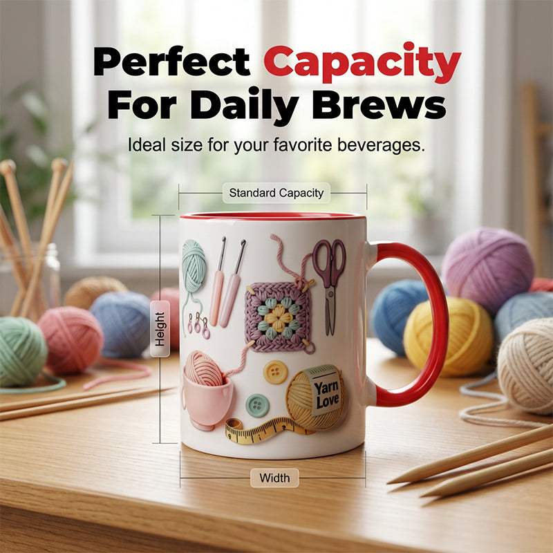 🏆💥Knitting Themed Mug, Gift For Crafters And Creative Souls