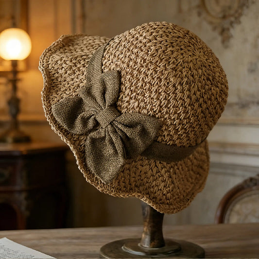 🔥 Hot sale 40% OFF🔥Elegant Woven Straw Sun Hat with Bow, Summer Essential!