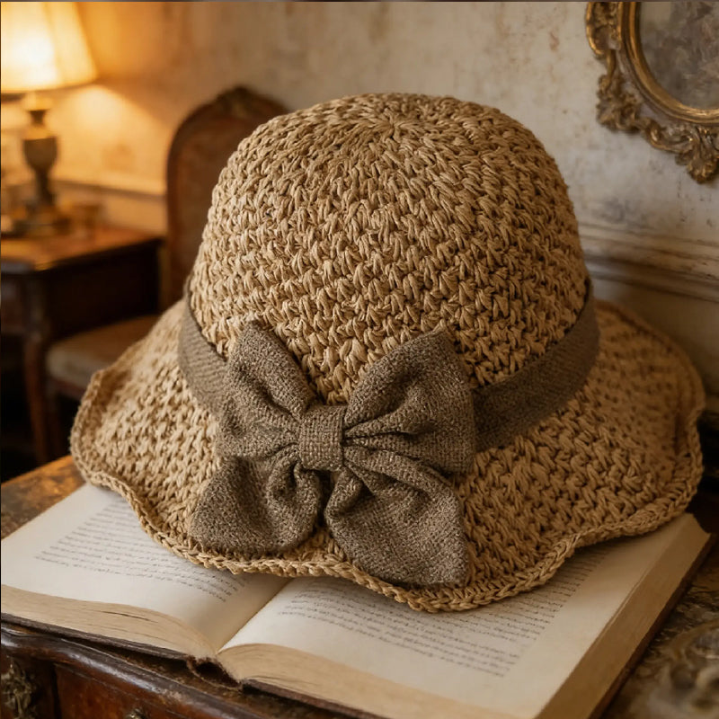 🔥 Hot sale 40% OFF🔥Elegant Woven Straw Sun Hat with Bow, Summer Essential!