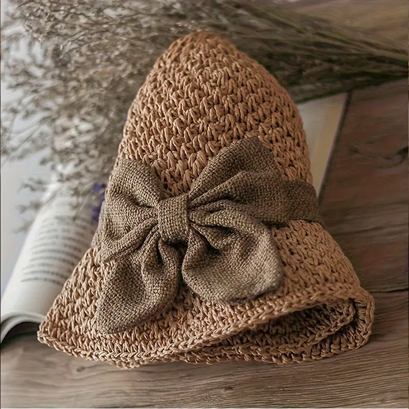 🔥 Hot sale 40% OFF🔥Elegant Woven Straw Sun Hat with Bow, Summer Essential!