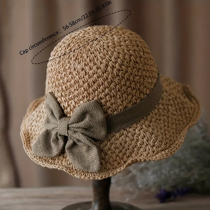 🔥 Hot sale 40% OFF🔥Elegant Woven Straw Sun Hat with Bow, Summer Essential!