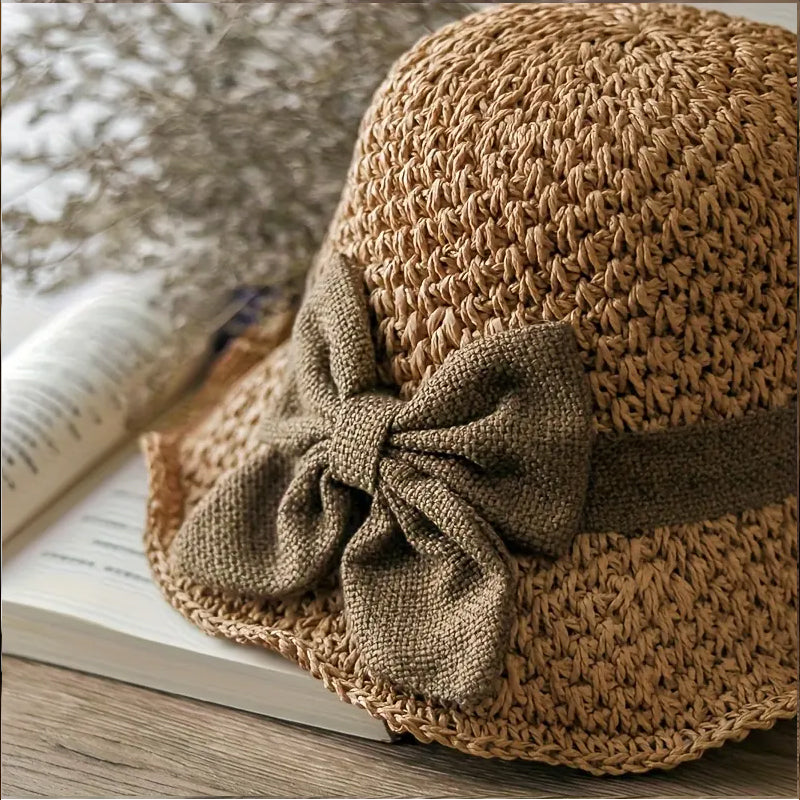 🔥 Hot sale 40% OFF🔥Elegant Woven Straw Sun Hat with Bow, Summer Essential!