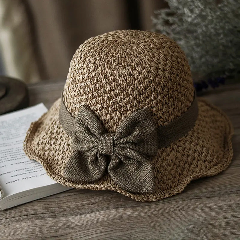🔥 Hot sale 40% OFF🔥Elegant Woven Straw Sun Hat with Bow, Summer Essential!