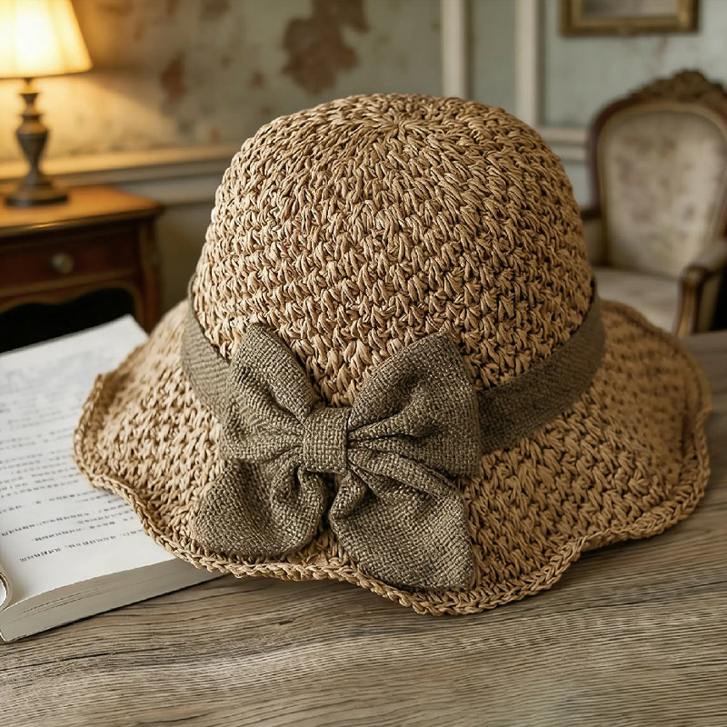 🔥 Hot sale 40% OFF🔥Elegant Woven Straw Sun Hat with Bow, Summer Essential!
