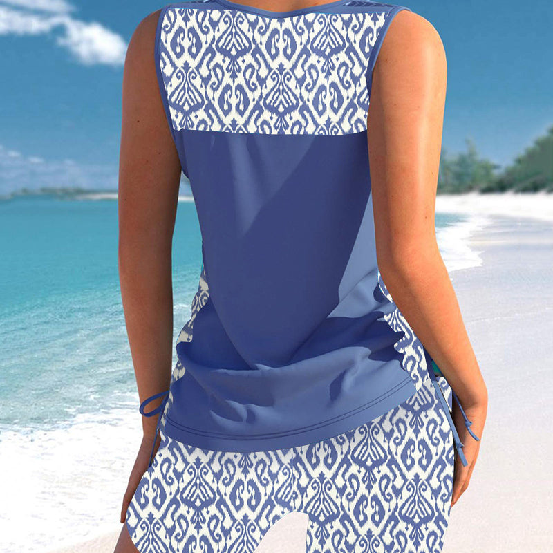 🏆SUMMER HOT SALE 50% OFF- Women's Tummy Control Tankini Set with Built-In Bra – Flattering Boho Swimwear with Shorts🔥