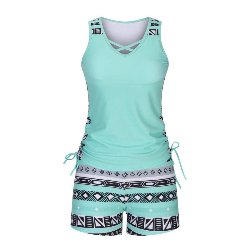 🏆SUMMER HOT SALE 50% OFF- Women's Tummy Control Tankini Set with Built-In Bra – Flattering Boho Swimwear with Shorts🔥