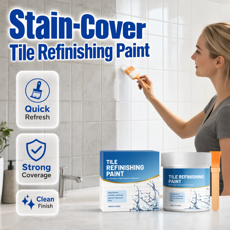 🥳2026 HOT SALE🥳💞50K+ SOLD! 🎨🛁 50% OFF! Tile Refinishing Paint with Brush – covers stains, waterproof & glossy. Refresh tiles, sinks & toilets without replacing! 🛡️The area covered is 15 square metres✅