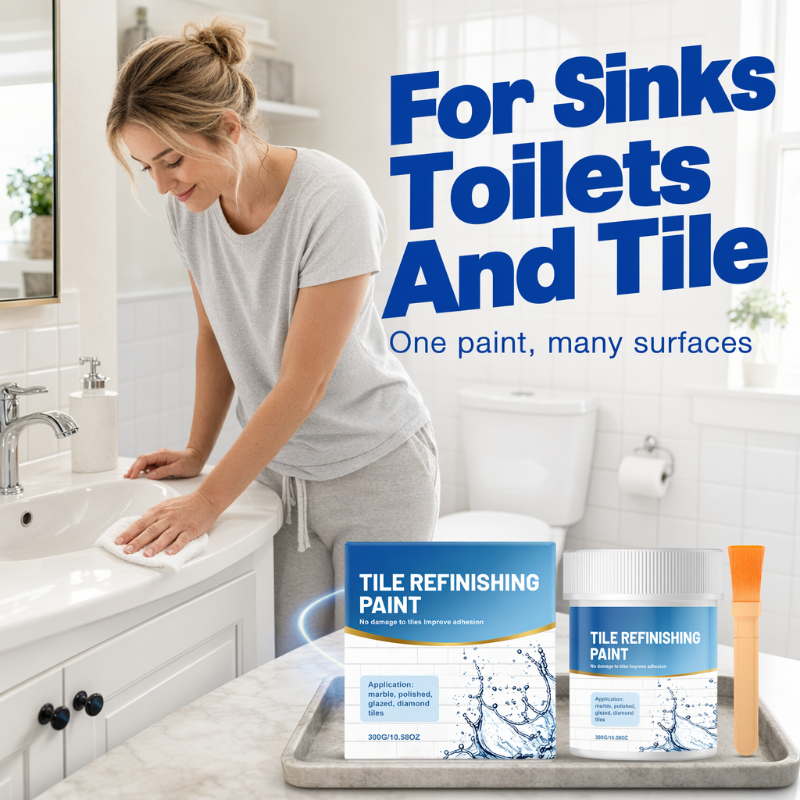 🥳2026 HOT SALE🥳💞50K+ SOLD! 🎨🛁 50% OFF! Tile Refinishing Paint with Brush – covers stains, waterproof & glossy. Refresh tiles, sinks & toilets without replacing! 🛡️The area covered is 15 square metres✅