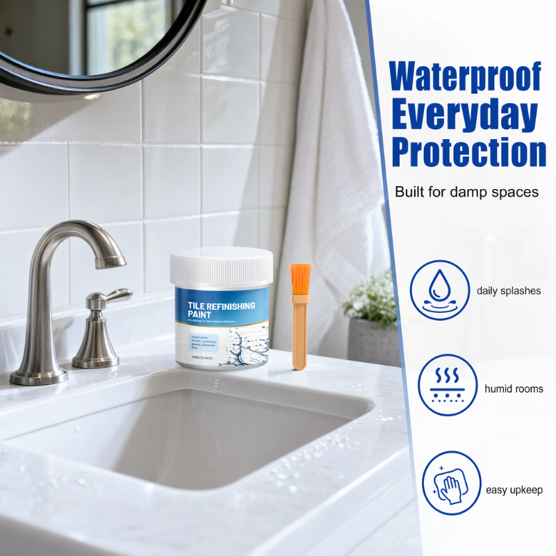 🥳2026 HOT SALE🥳💞50K+ SOLD! 🎨🛁 50% OFF! Tile Refinishing Paint with Brush – covers stains, waterproof & glossy. Refresh tiles, sinks & toilets without replacing! 🛡️The area covered is 15 square metres✅