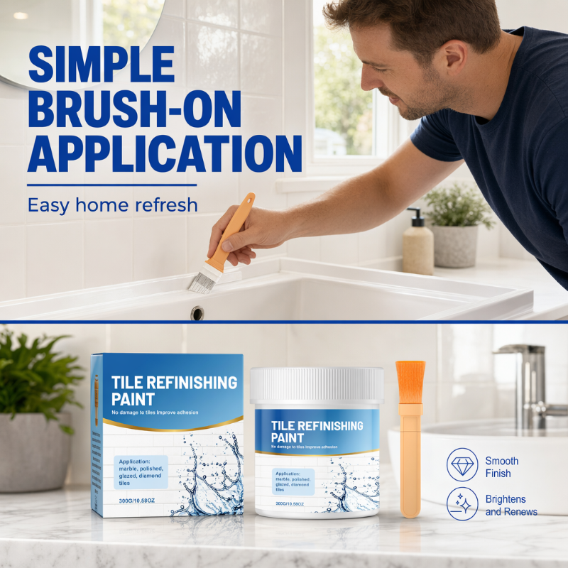 🥳2026 HOT SALE🥳💞50K+ SOLD! 🎨🛁 50% OFF! Tile Refinishing Paint with Brush – covers stains, waterproof & glossy. Refresh tiles, sinks & toilets without replacing! 🛡️The area covered is 15 square metres✅