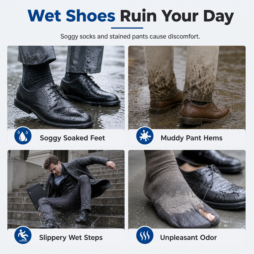 🌧️ 50% OFF NOW! ✨ Waterproof High-Top Rain Shoe Covers 🛡️ 42cm Tall Splash Guard 🚦 Anti-Slip Tire Tread 💡 Reflective Strip 🚲 Seamless Heat Bonding for Commuting, Cycling & Outdoor Use