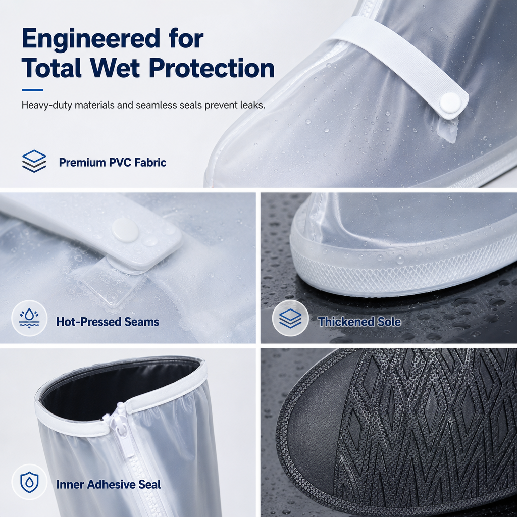 🌧️ 50% OFF NOW! ✨ Waterproof High-Top Rain Shoe Covers 🛡️ 42cm Tall Splash Guard 🚦 Anti-Slip Tire Tread 💡 Reflective Strip 🚲 Seamless Heat Bonding for Commuting, Cycling & Outdoor Use