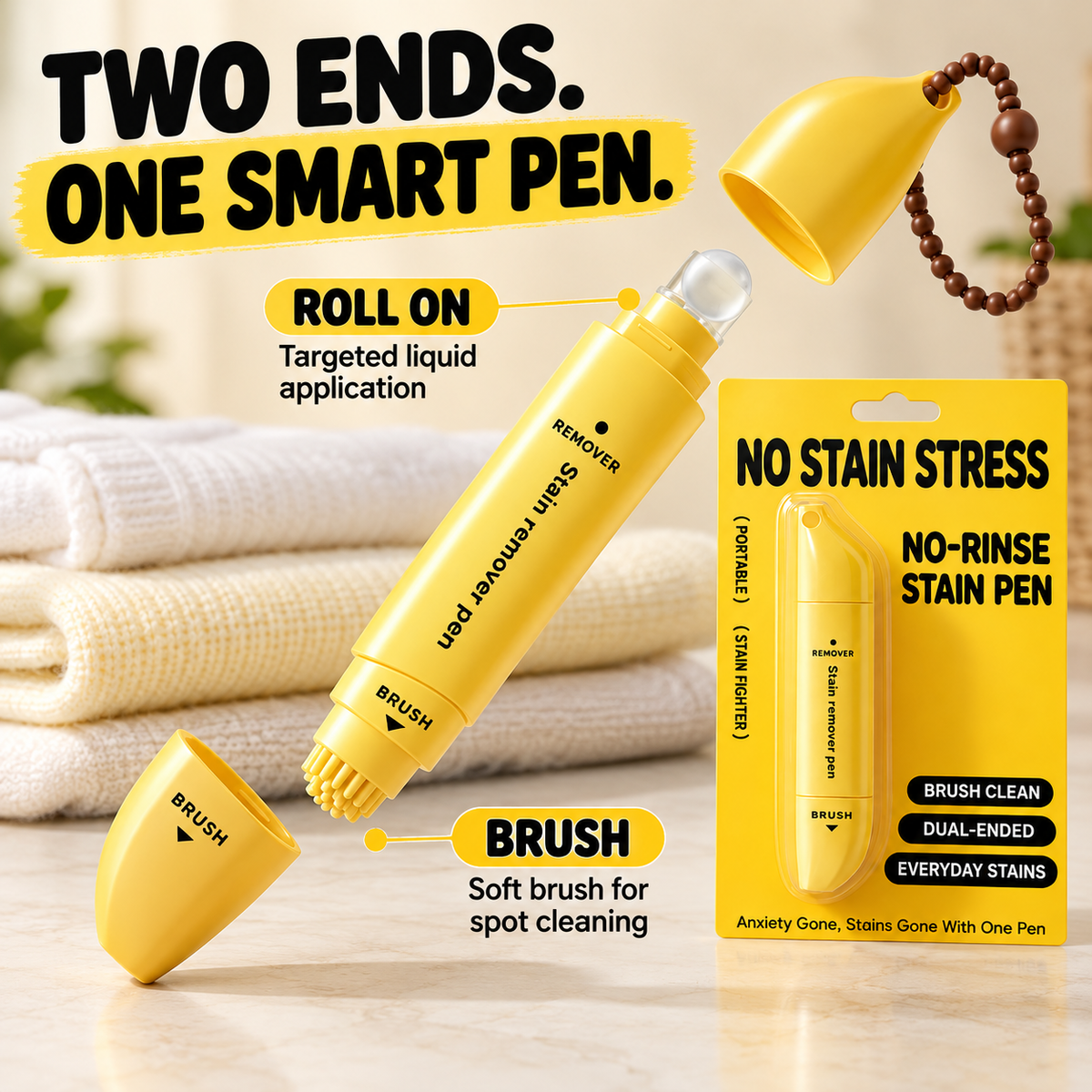 🥳2026 HOT SALE🥳💞50K+ SOLD! 🚗🧽 Portable Dual-Head Stain Remover Pen
